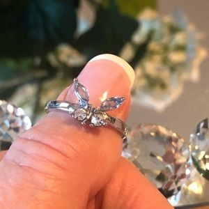 NEW Butterfly Ring 925 silver white sapphire